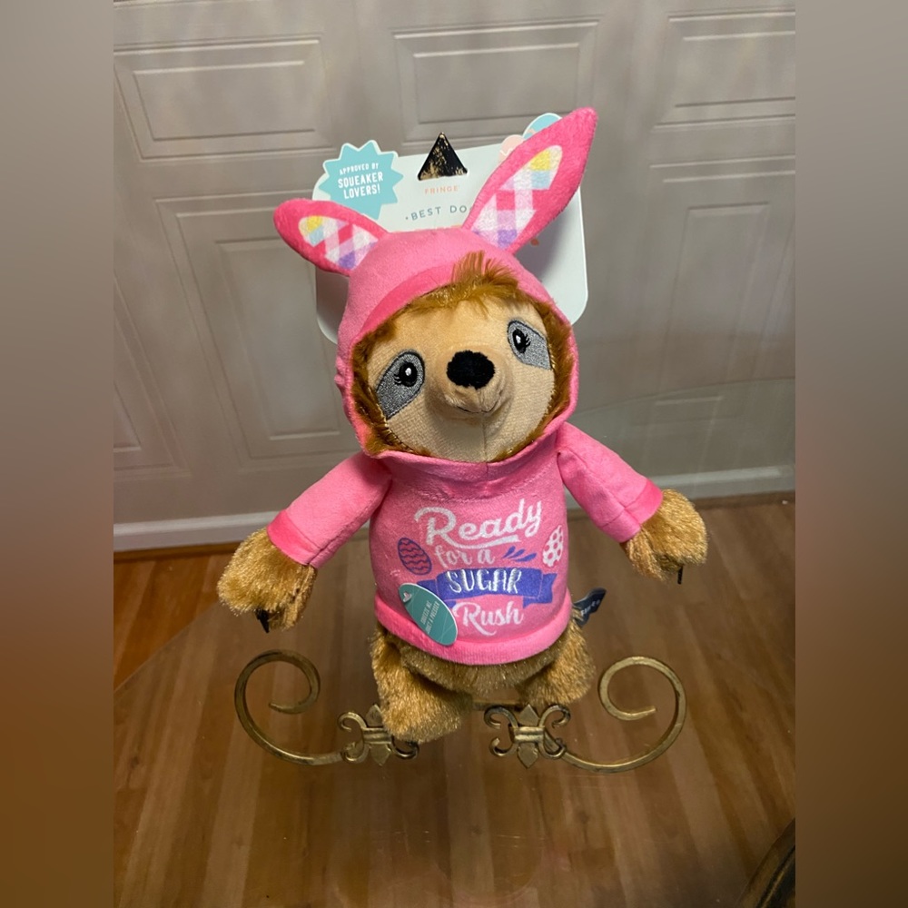 Multicolor Sloth With Squeaker. Ready For Suggar Easter 12.5” With Squeaker